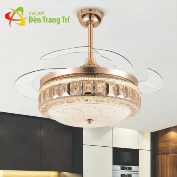 Đèn quạt trần cánh xếp có đèn led